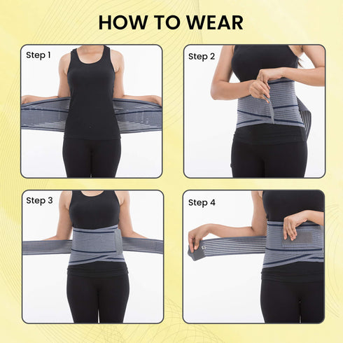 Lumbo Sacral Belt With Double Strapping, Back Support For the Lumbar Spine, Pain Relief, Back Brace for Men and Women, Small, Grey